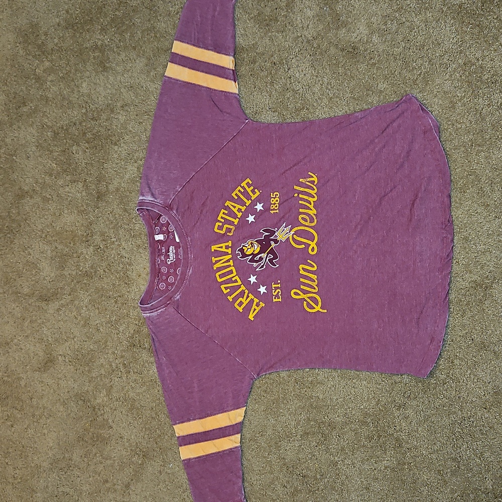 Arizona State Sun Devils Maroon 3/4 sleeve t-shirt Women's 2XL Sparky - Picture 2 of 7